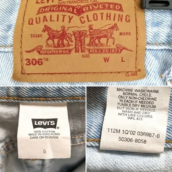 LEVI'S 306 Light Wash Crop Embroidered Jeans - Picture 7 of 9